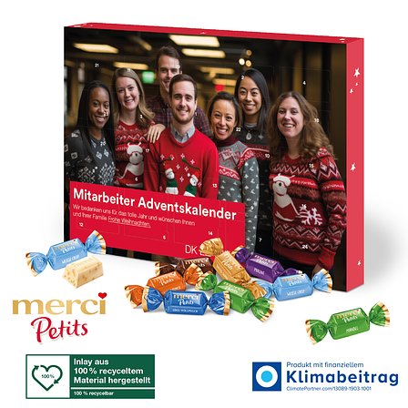Adventskalender mit Merci Petits, Inlay aus 100% recyceltem Material