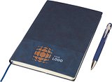 Recyceltes PU-Notizbuch (A5) und Kugelschreiber-Set Ramudolf