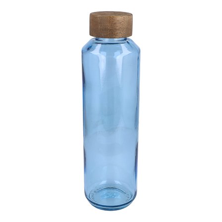Recycelte Glaswasserflasche ReuuZ mit Holzverschluss 650 ml Frileel