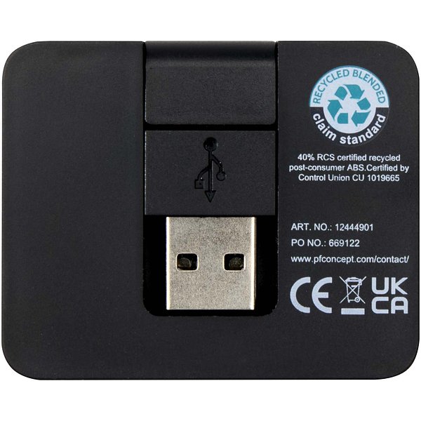 4 Port USB Hub mit USB-A- und Typ-C-Ausgang und zwei Eingängen aus recyceltem Kunststoff - Giun