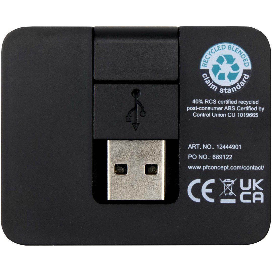 4 Port USB Hub mit USB-A- und Typ-C-Ausgang und zwei Eingängen aus recyceltem Kunststoff - Giun