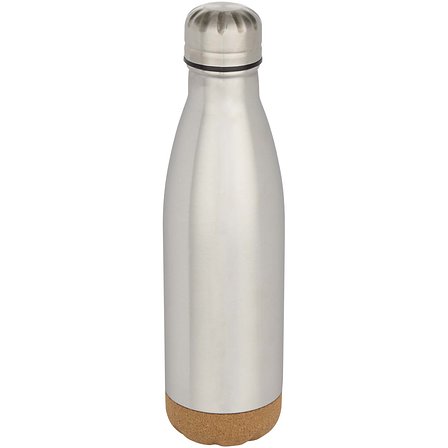 500 ml doppelwandige, vakuumisolierte Trinkflasche aus Edelstahl mit Korkdetails - Steia