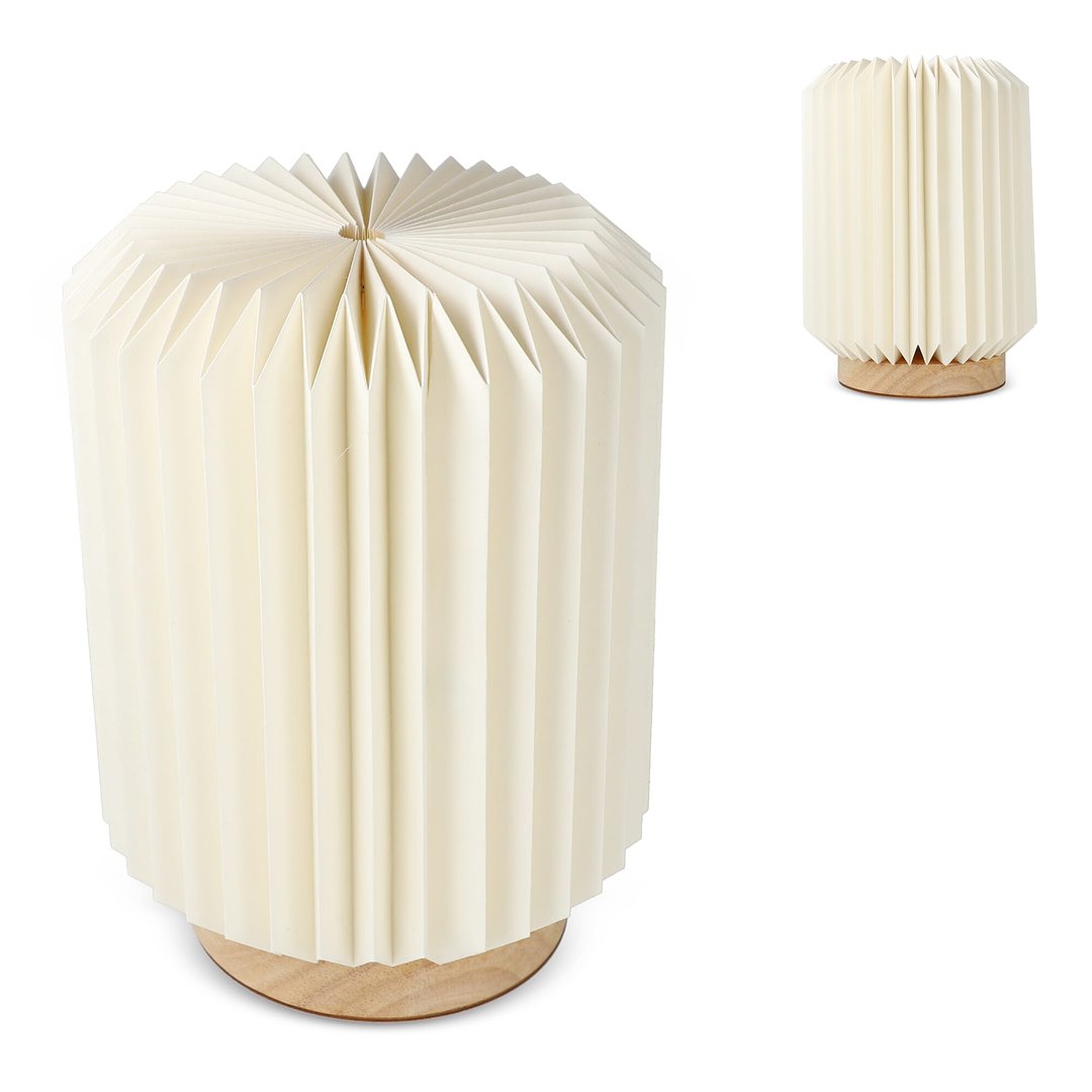 faltbare Papier LED-Lampe Aurora auf Holzsockel, 22cm Leycian