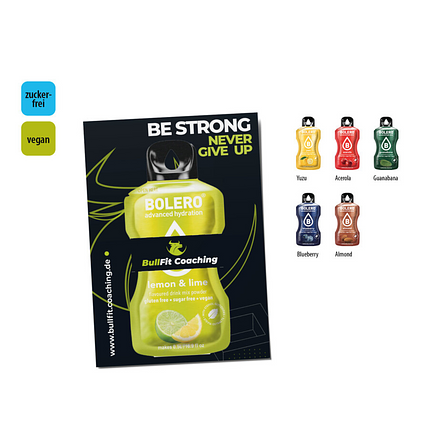 BOLERO Drinks Zuckerfreie Getränkepulver mit Werbekarte – 3 g Packungen