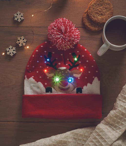 Weihnachtliche Strickmütze LED Benestel