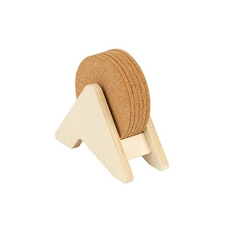 Sperrholzständer mit 6 Korkuntersetzern Annelixtz