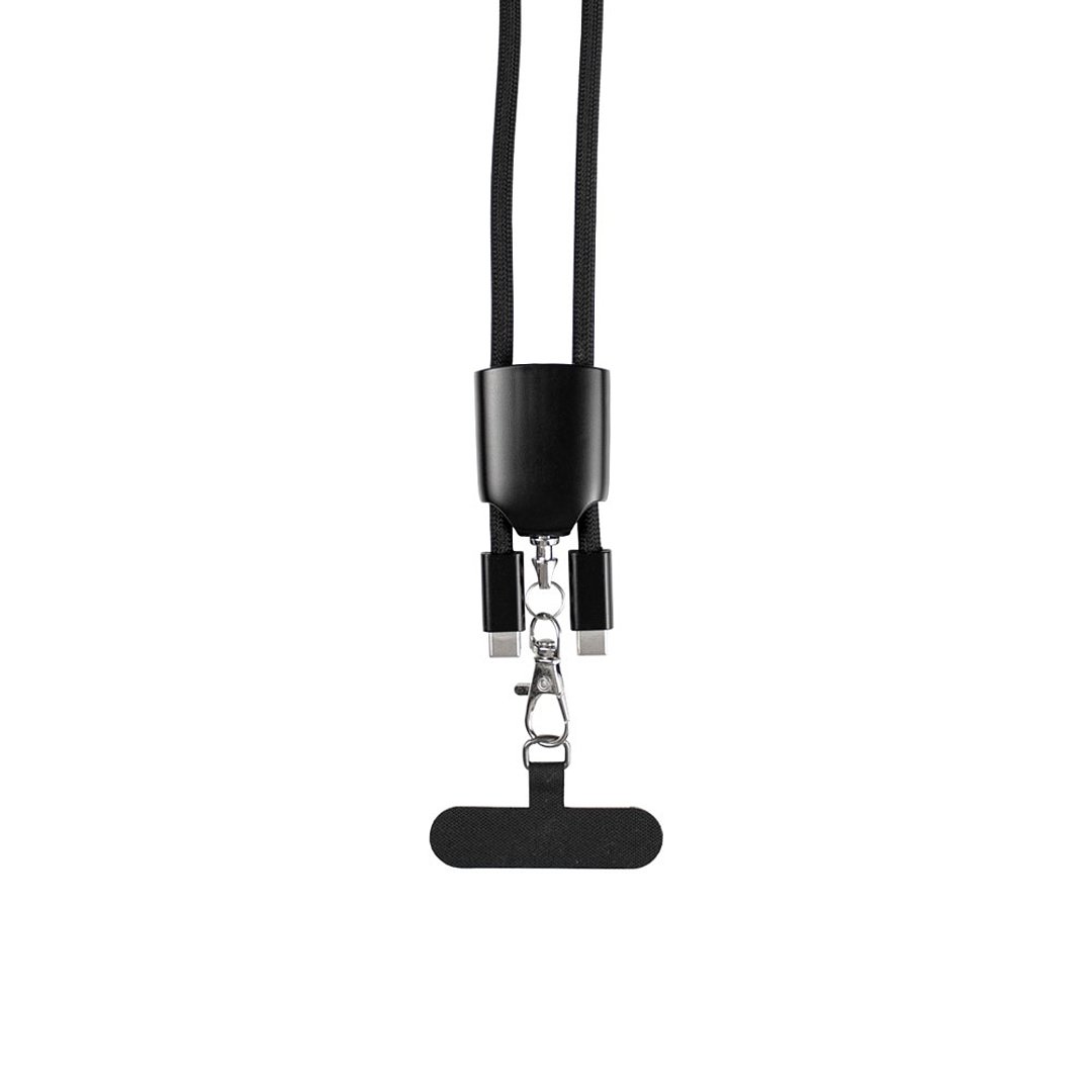 Lanyard mit Smartphone-Halterung, USB-C-Kabel und verschiedenen Adaptern aus recyceltem ABS und recyceltem TPE Giulan