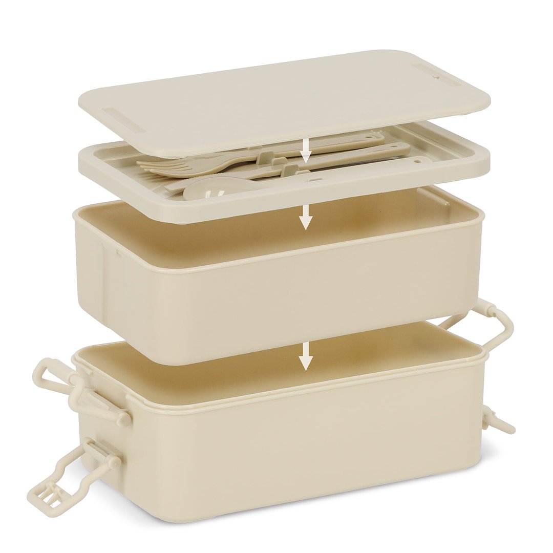 Doppelte Lunchbox mit Besteck Ylanin