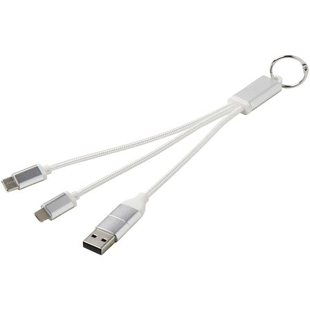 4-in-1 Ladekabel aus recyceltem Aluminium mit Schlüsselanhänger - Lolel