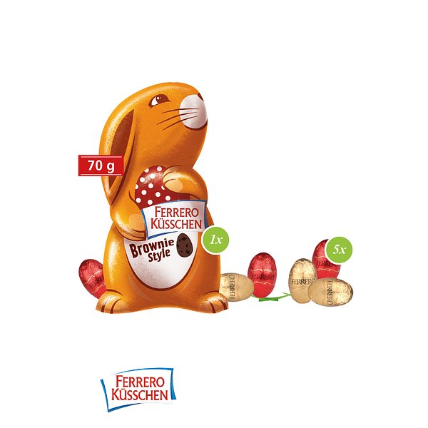 Grosses Osternest mit Schokolade von Ferrero Küsschen auf Graspapier