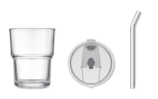 Glasbecher mit Trinkhalm 400ml Gritte