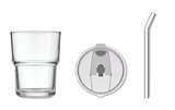 Glasbecher mit Trinkhalm 400ml Gritte