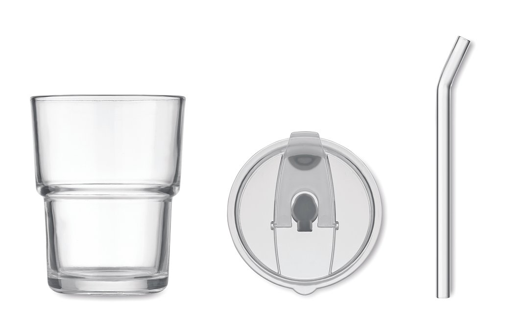 Glasbecher mit Trinkhalm 400ml Gritte