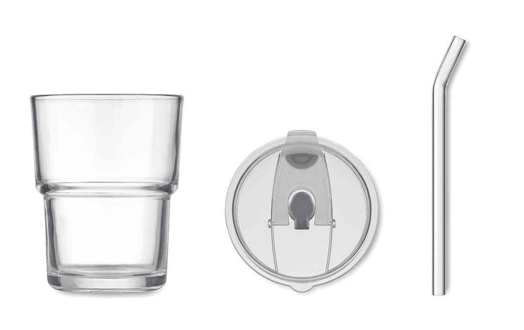 Glasbecher mit Trinkhalm 400ml Gritte