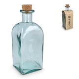 Square Recycelte Glaswasserflasche ReuuZ mit Korkverschluss 1 l Fränziama