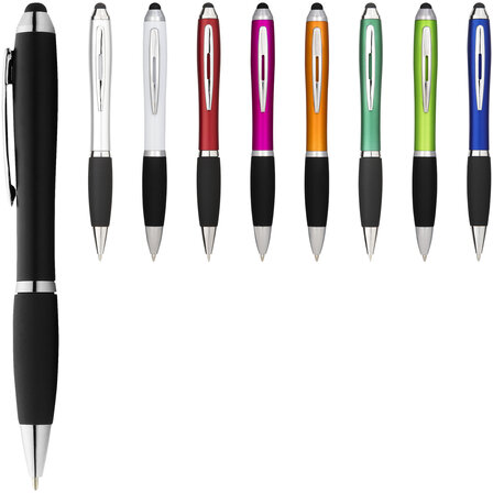 Stylus Kugelschreiber farbig mit schwarzem Griff - Mingan