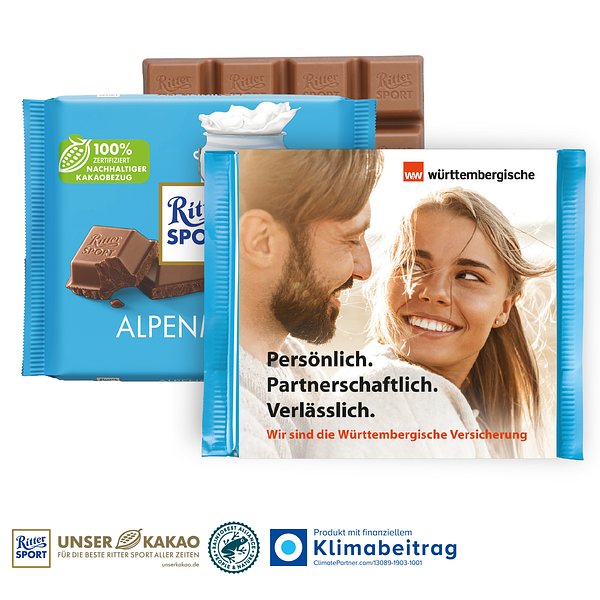 Ritter SPORT mit Werbebanderole, 100 g