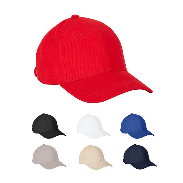 Kappe aus 100 % gebürsteter Baumwolle (260 g/m²) mit 6 Paneelen Raitlin
