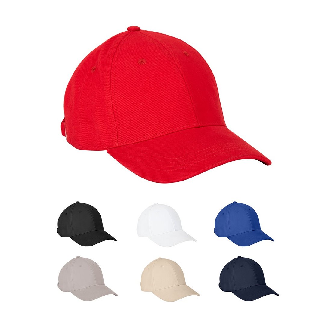 Kappe aus 100 % gebürsteter Baumwolle (260 g/m²) mit 6 Paneelen Raitlin