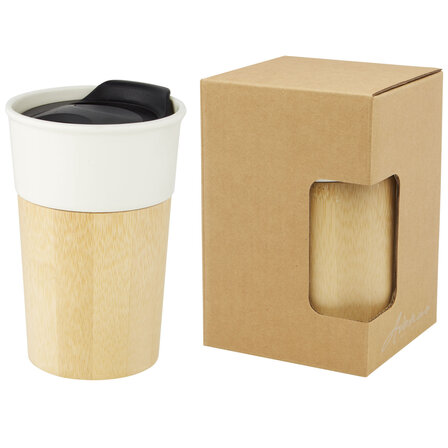 320 ml Porzellanbecher mit Aussenseite aus Bambus - Haspen