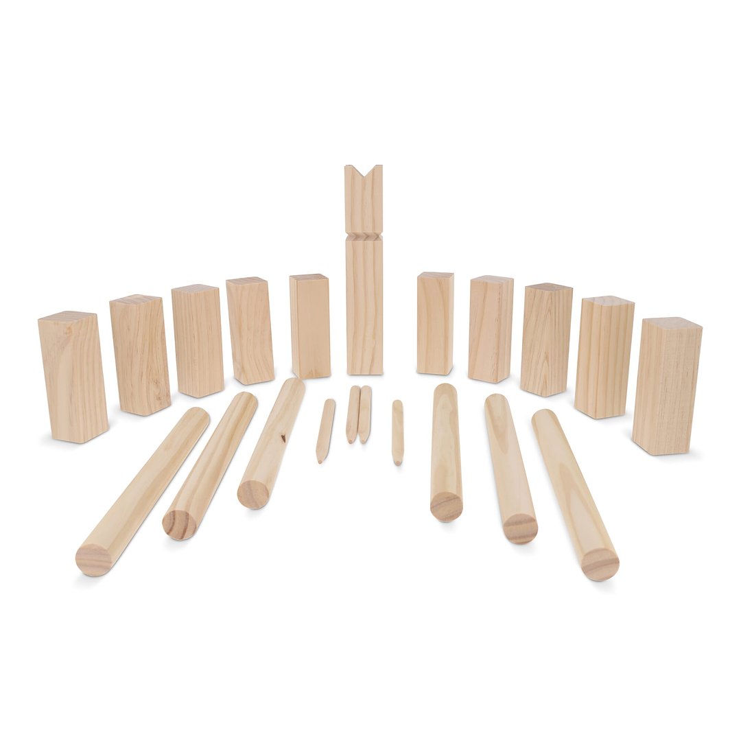 Kubb Spiel aus Holz mit Beutel Renini
