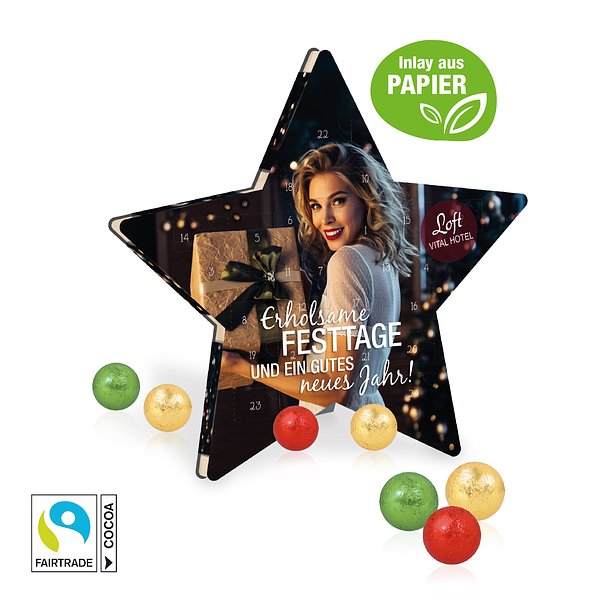 Adventskalender "Stern" mit Fairtrade® Schokolade