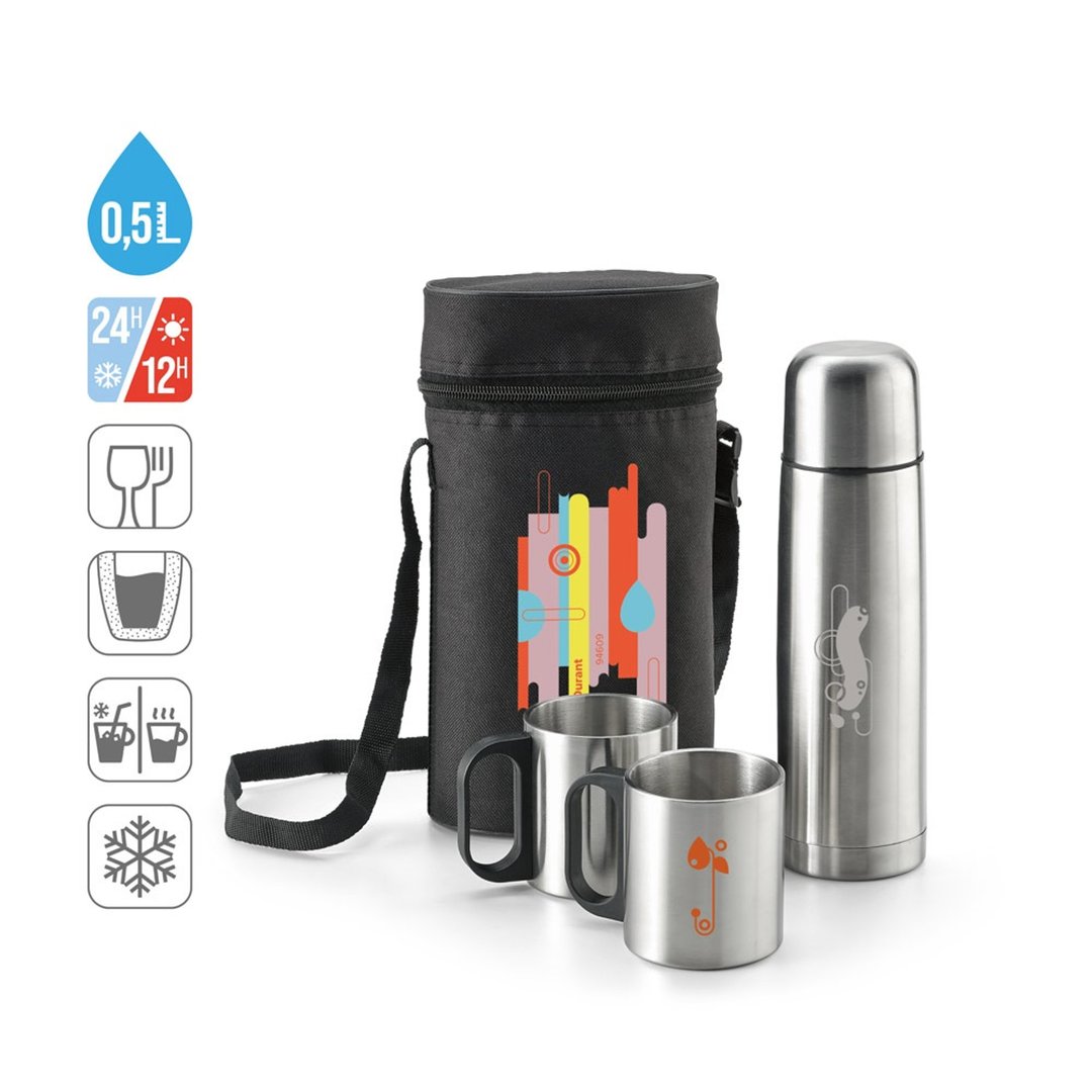 Set mit Thermoskanne und Tassen Lüthold