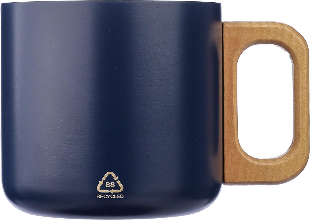 Becher Corg | Recycelter Edelstahl | Holzgriff | 400 ml