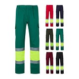 Zweifarbige Twill-Hose mit mehreren Taschen (210 g/m²), aus Baumwolle (20%) und Polyester (80%) Steiler