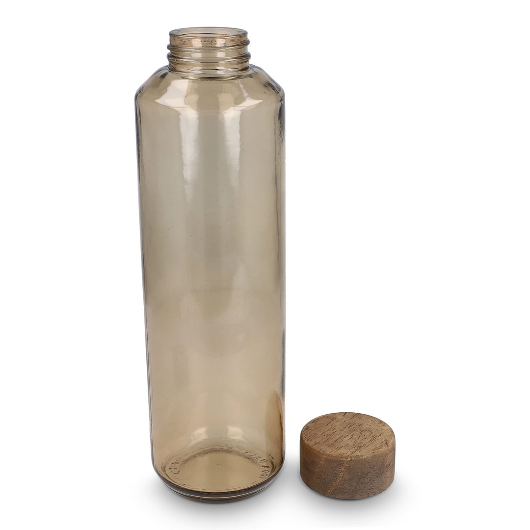 Recycelte Glaswasserflasche ReuuZ mit Holzverschluss 650 ml Frileel