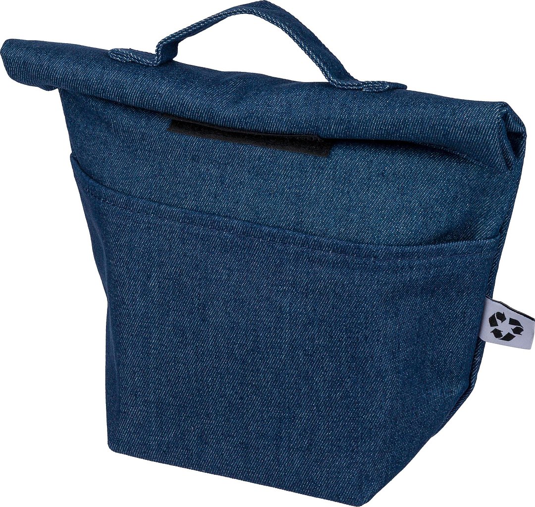 Recycelte Denim-Kühltasche mit Rollverschluss Emman