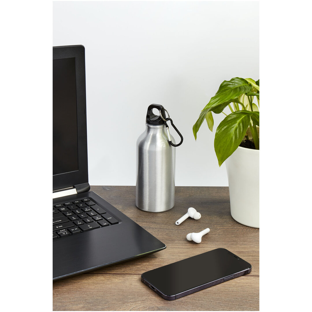 400 ml RCS-zertifizierte Trinkflasche aus recyceltem Aluminium mit Karabinerhaken - Giana