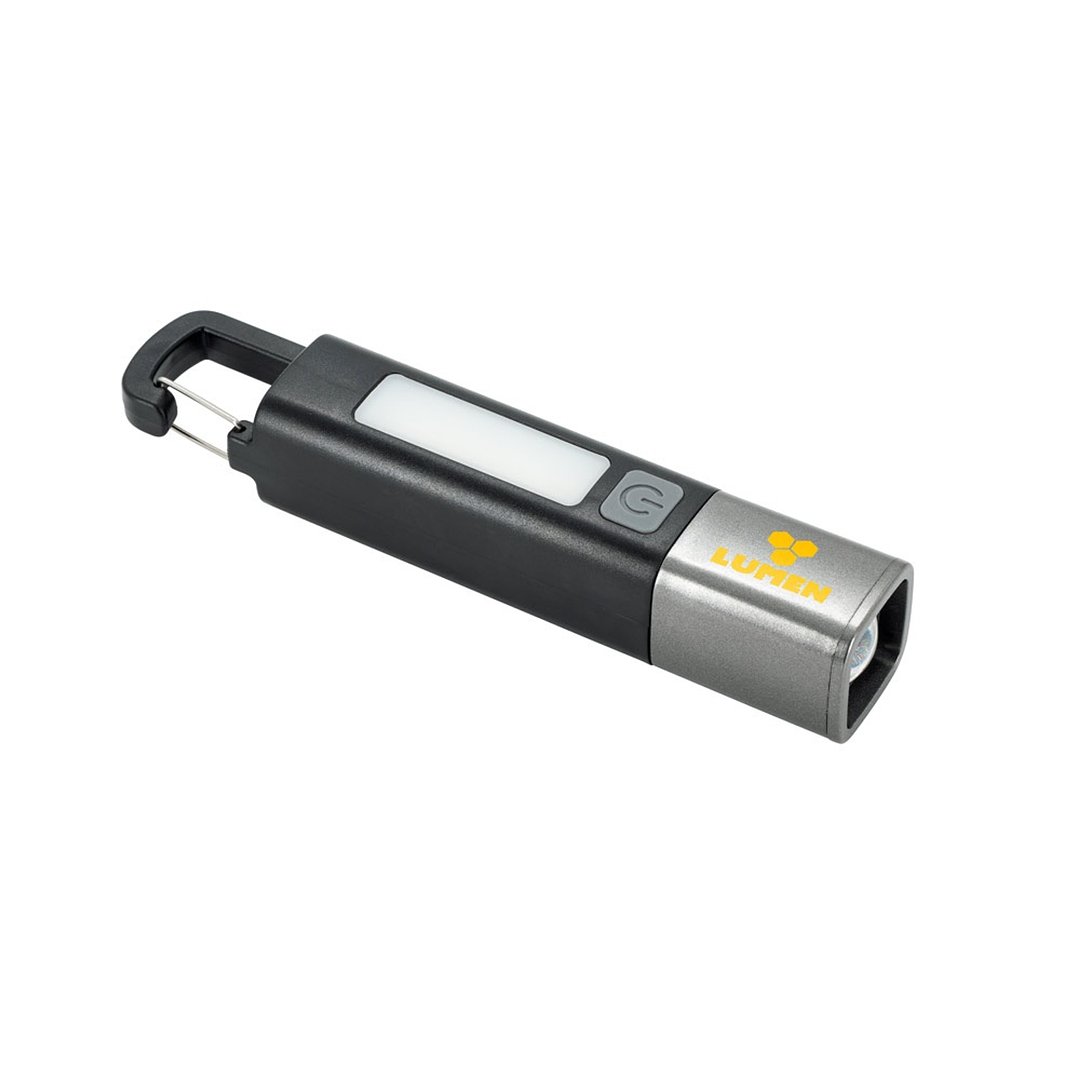 ABS-Taschenlampe mit einer 2-W-LED-Leuchte (53 Lumen) an der Vorderseite und einer COB-Leuchte (53 Lumen) an der Oberseite Steivat