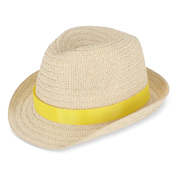 Pflanzlicher Strohhut mit farbigem Band Betonnel