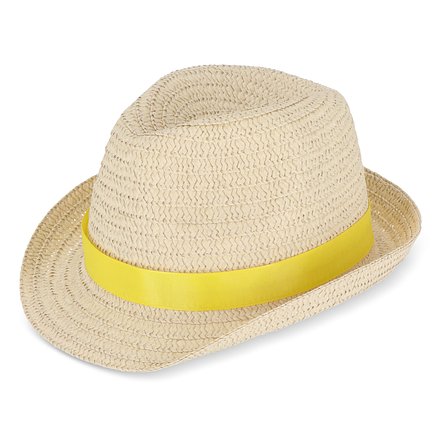 Pflanzlicher Strohhut mit farbigem Band Betonnel