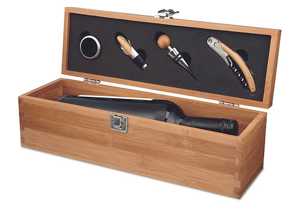 Wein-Set in Bambus-Box Oreiven
