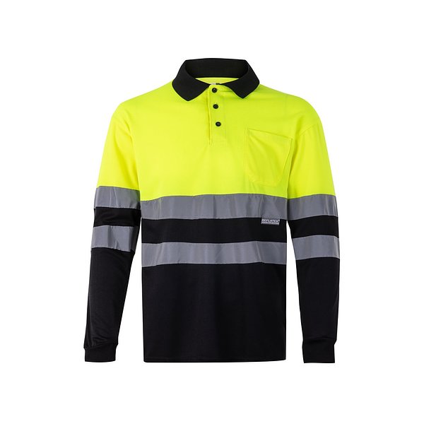 Zweifarbiges Poloshirt im Bird-Eye-Design (160g/m²) mit langen Ärmeln, aus Polyester (100%) Beatiani