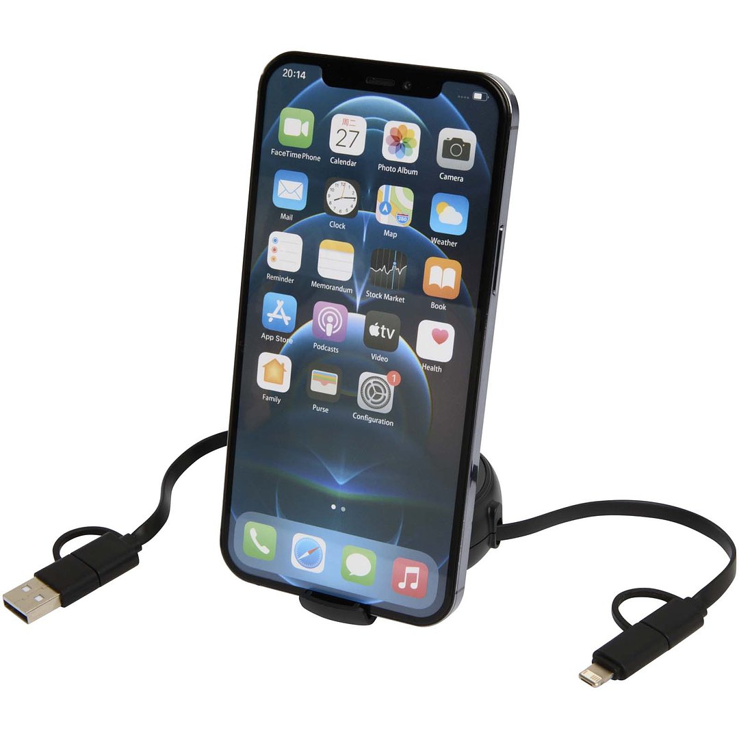 100 cm 5-in-1 Kabel aus recyceltem Kunststoff und Aluminium, einziehbar, für Datenübertragung und mit 45W Schnellladung - Merverdy