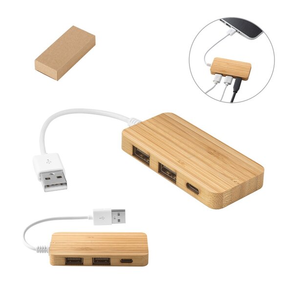USB HUB aus Bambus Grioll