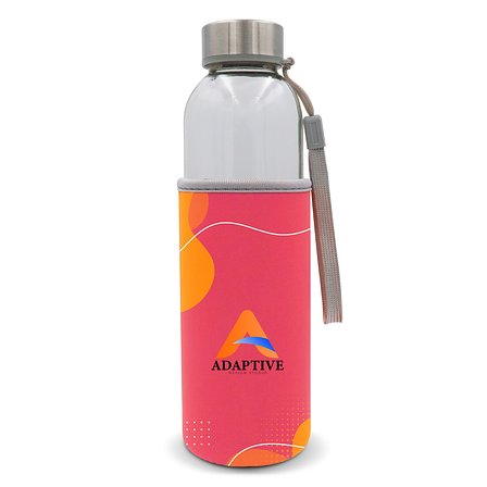 Trinkflasche aus Glas mit individuell bedruckter Neoprenhülle 500ml Aniana