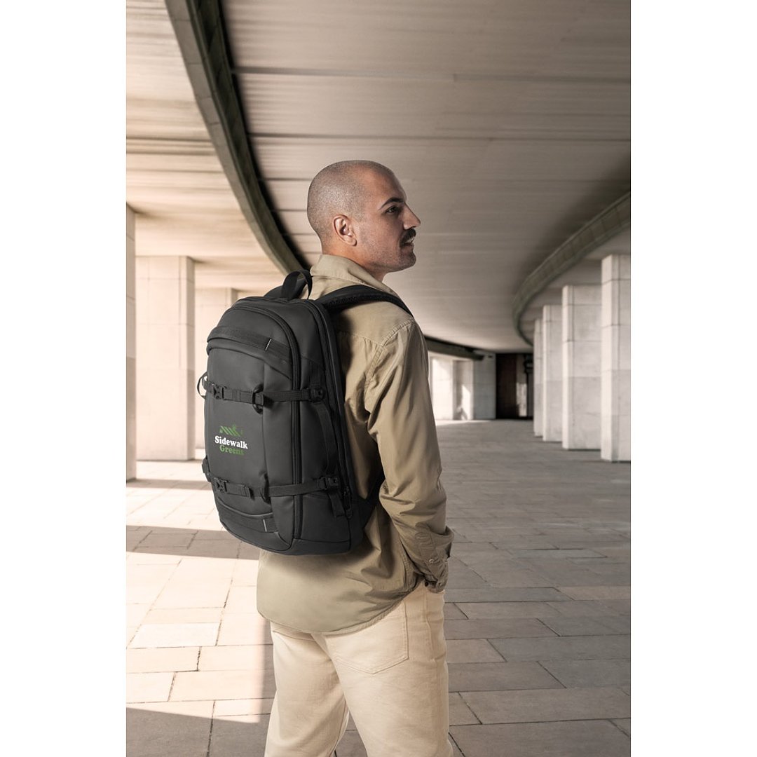 Laptop-Rucksack aus 900D recyceltem Polyester, hohe Dichte, mit wasserfesten Beschichtung und Futter aus 210D recyceltem Polyester Maramudy