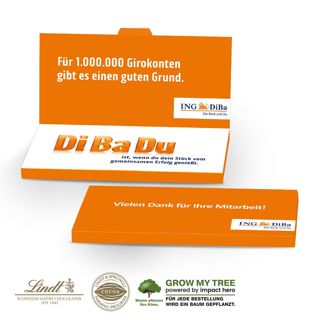 GRUSSKARTE MIT SCHOKOLADENTAFEL VON LINDT EXCELLENCE