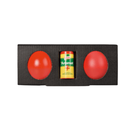 Osterei-Duo im Zweierkarton mit Aromat Gewürzstreuer