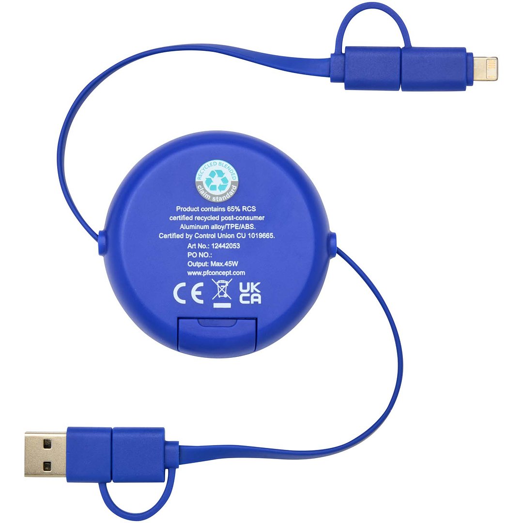 100 cm 5-in-1 Kabel aus recyceltem Kunststoff und Aluminium, einziehbar, für Datenübertragung und mit 45W Schnellladung - Merverdy