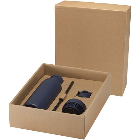 650 ml RCS-zertifizierte doppelwandige Trinkflasche aus recyceltem Edelstahl mit 3-teiligem Deckelset - Beato