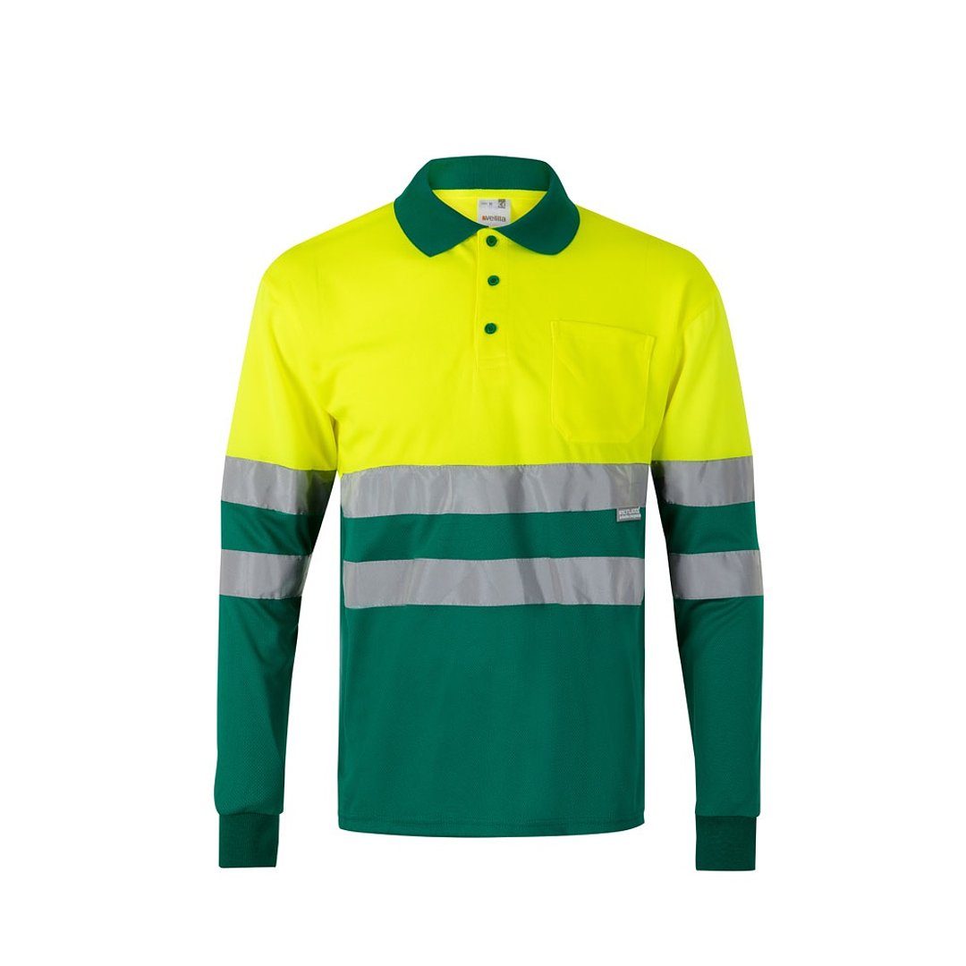 Zweifarbiges Poloshirt im Bird-Eye-Design (160g/m²) mit langen Ärmeln, aus Polyester (100%) Beatiani