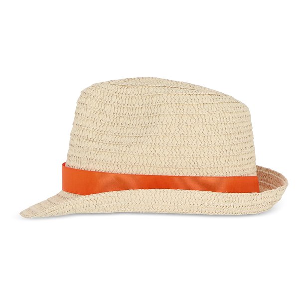 Pflanzlicher Strohhut mit farbigem Band Betonnel