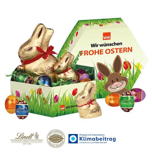 Grosses Premium-Osternest mit Schokolade von Lindt