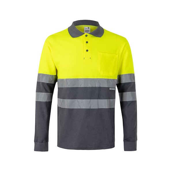 Zweifarbiges Piqué-Poloshirt (150g/m²) mit langen Ärmeln, aus Baumwolle (55%) und Polyester (45%) Annicas