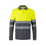 Zweifarbiges Piqué-Poloshirt (150g/m²) mit langen Ärmeln, aus Baumwolle (55%) und Polyester (45%) Annicas